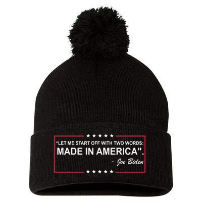 Two Words Made In America Anti Joe Biden Pom Pom 12in Knit Beanie