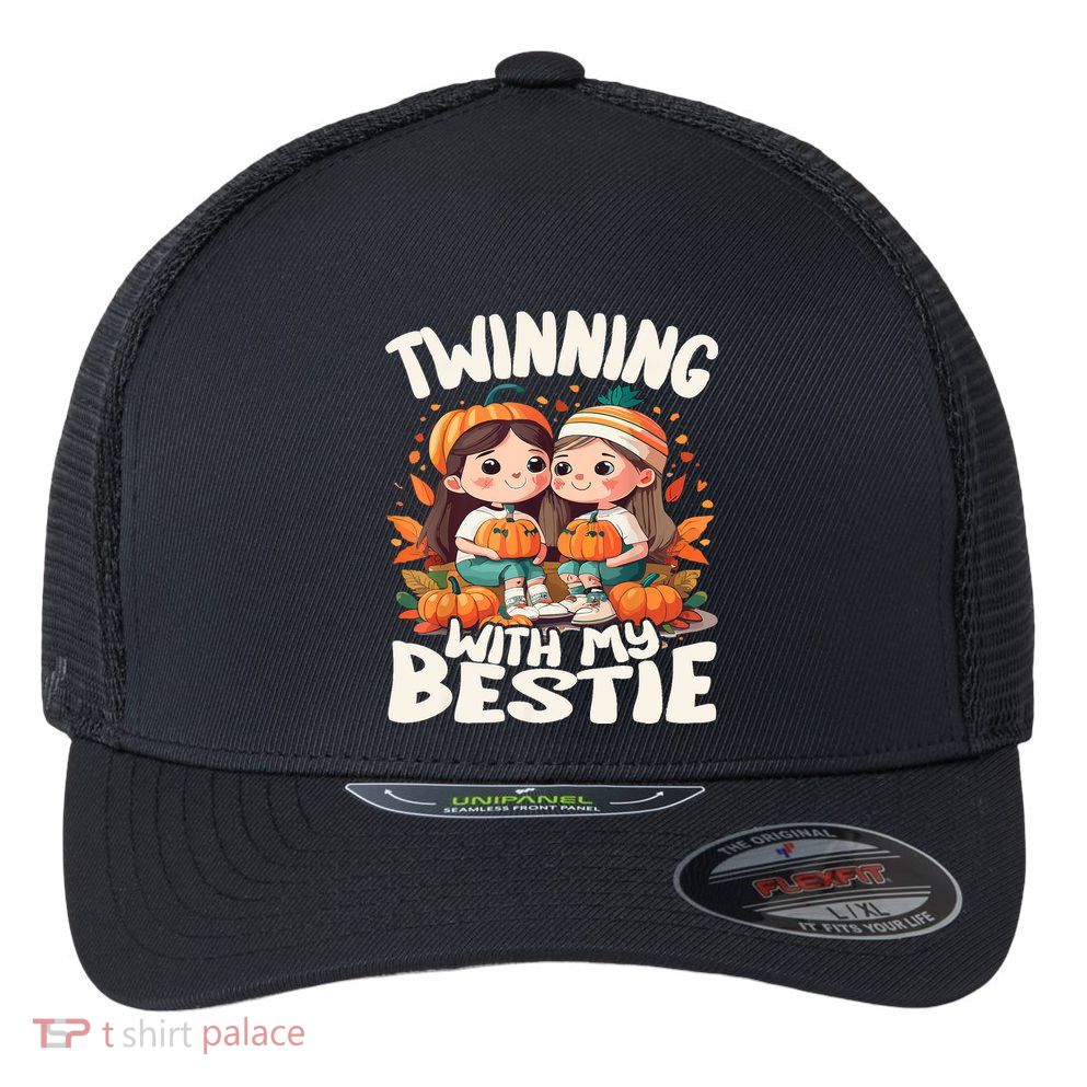 Twinning With My Bestie Spirit Week Twin Day Best Friend 70s Flexfit Unipanel Trucker Cap