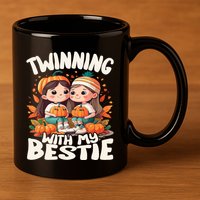 Twinning With My Bestie Spirit Week Twin Day Best Friend 70s 11oz C Handle Ceramic Mug