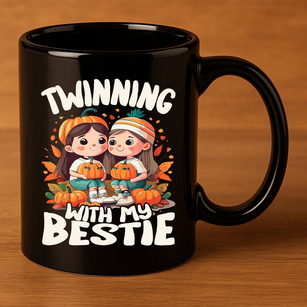 Twinning With My Bestie Spirit Week Twin Day Best Friend 70s 11oz C Handle Ceramic Mug