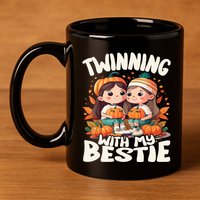 Twinning With My Bestie Spirit Week Twin Day Best Friend 70s 11oz C Handle Ceramic Mug