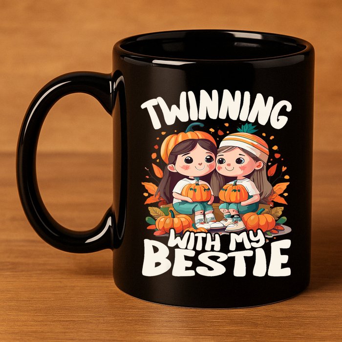 Twinning With My Bestie Spirit Week Twin Day Best Friend 70s 11oz C Handle Ceramic Mug