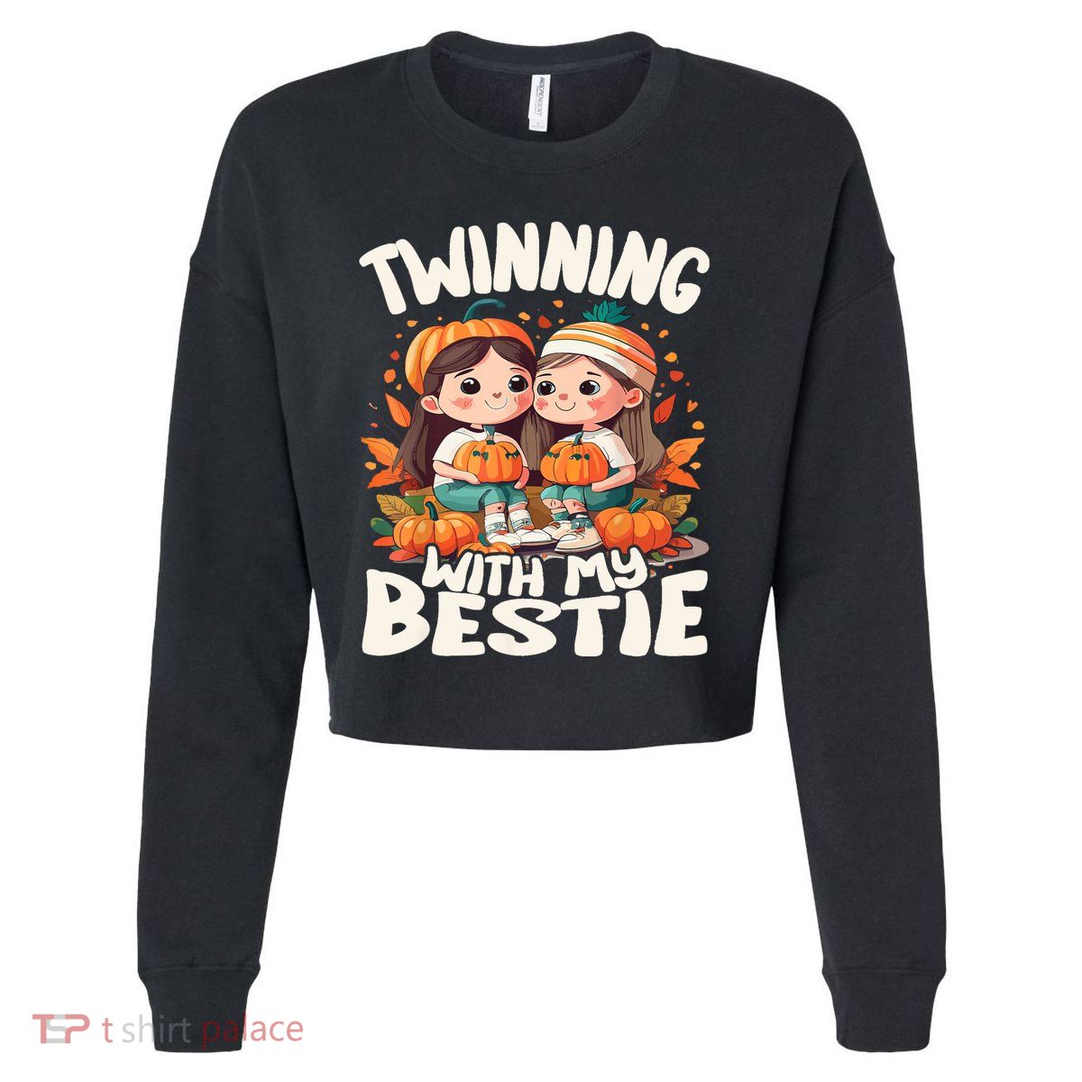 Twinning With My Bestie Spirit Week Twin Day Best Friend 70s Cropped Pullover Crew
