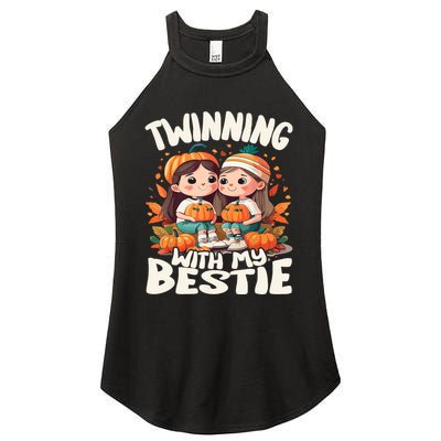 Twinning With My Bestie Spirit Week Twin Day Best Friend 70s Women's Perfect Tri Rocker Tank