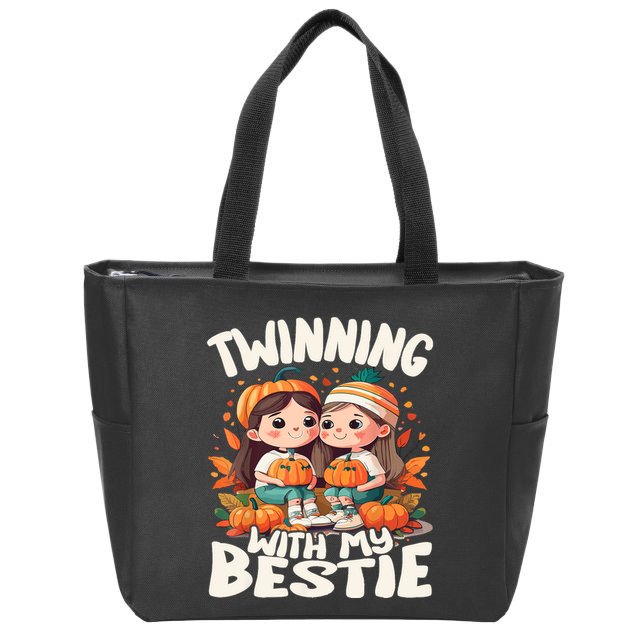 Twinning With My Bestie Spirit Week Twin Day Best Friend 70s Zip Tote Bag