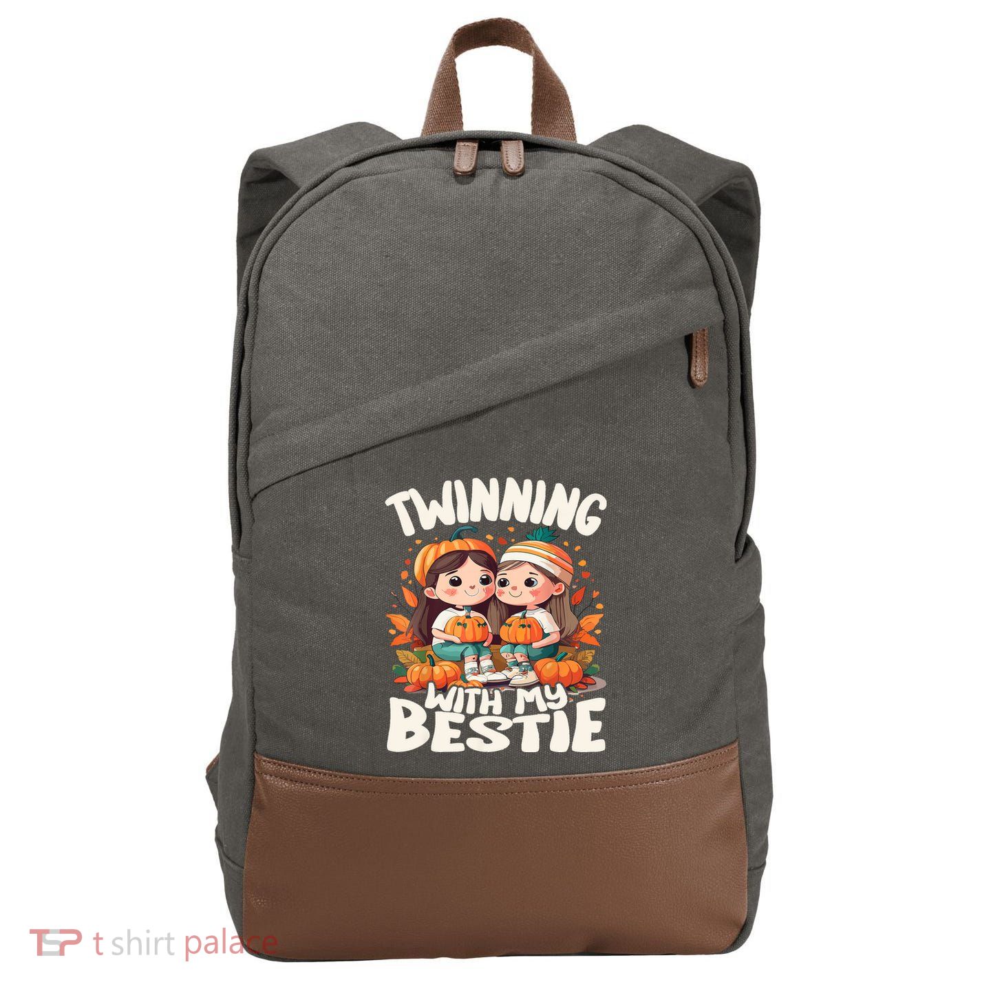 Twinning With My Bestie Spirit Week Twin Day Best Friend 70s Cotton Canvas Backpack
