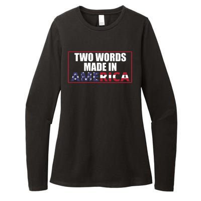 Two Words Made In America Funny Usa Flag Vintage Womens CVC Long Sleeve Shirt