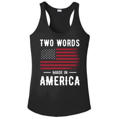 Two Words Made In America Usa Flag Vintage Ladies PosiCharge Competitor Racerback Tank