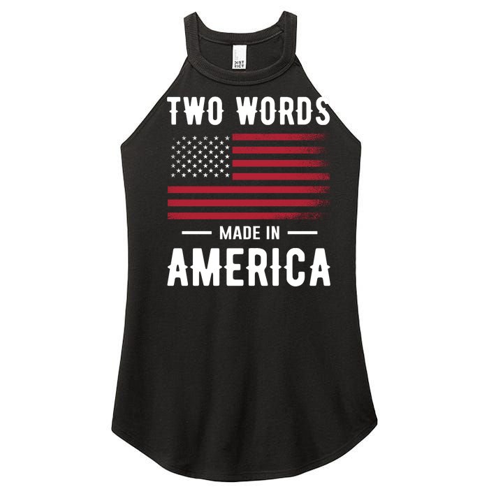 Two Words Made In America Usa Flag Vintage Women’s Perfect Tri Rocker Tank