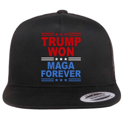 Trump Won Maga Forever Flat Bill Trucker Hat