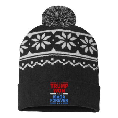 Trump Won Maga Forever USA-Made Snowflake Beanie