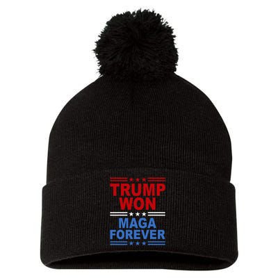 Trump Won Maga Forever Pom Pom 12in Knit Beanie