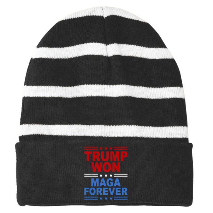 Trump Won Maga Forever Striped Beanie with Solid Band