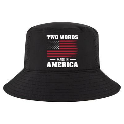 Two Words Made In America Usa Flag Vintage Cool Comfort Performance Bucket Hat