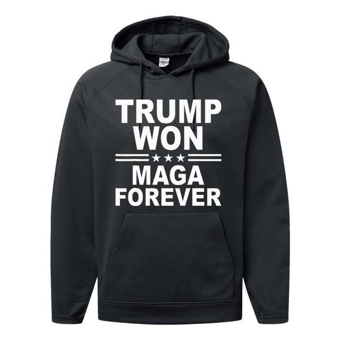 Trump Won Maga Forever Performance Fleece Hoodie