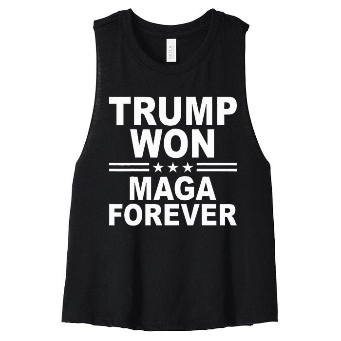 Trump Won Maga Forever Women's Racerback Cropped Tank