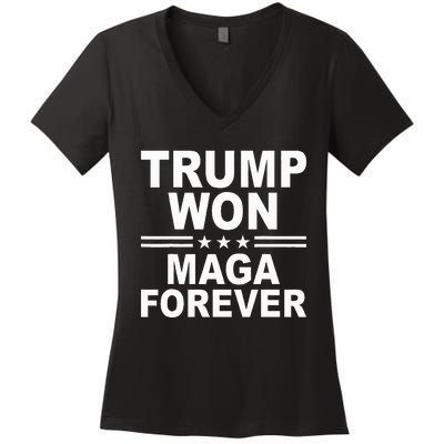 Trump Won Maga Forever Women's V-Neck T-Shirt