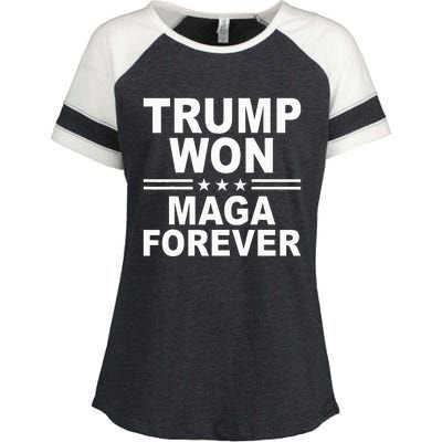 Trump Won Maga Forever Enza Ladies Jersey Colorblock Tee