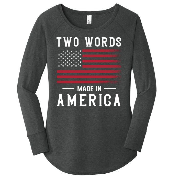 Two Words Made In America Usa Flag Vintage Women's Perfect Tri Tunic Long Sleeve Shirt