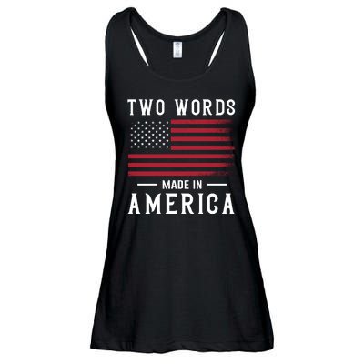 Two Words Made In America Usa Flag Vintage Ladies Essential Flowy Tank