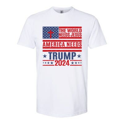 The World Needs Jesus America Needs Trump 2024 Softstyle CVC T-Shirt