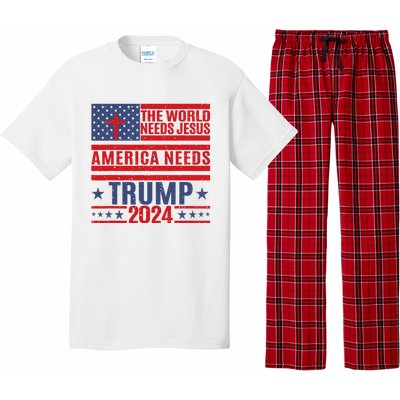 The World Needs Jesus America Needs Trump 2024 Pajama Set