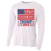 The World Needs Jesus America Needs Trump 2024 Cooling Performance Long Sleeve Crew