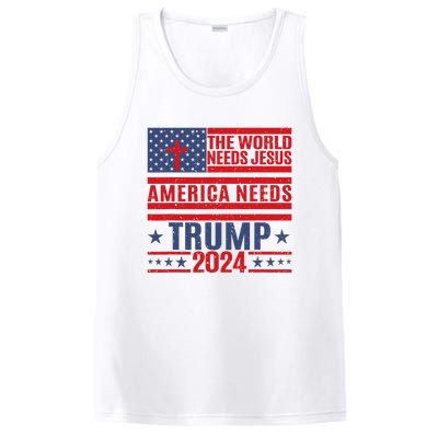 The World Needs Jesus America Needs Trump 2024 PosiCharge Competitor Tank