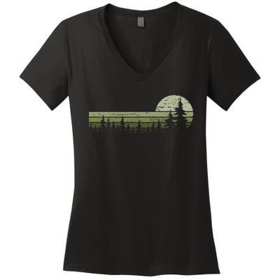 Trees Wildlife Nature Vintage Forest Women's V-Neck T-Shirt