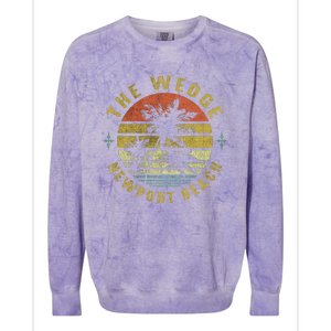 The Wedge Newport Beach Retro Palm Sunset Meaningful Giftbeach Design Gift Colorblast Crewneck Sweatshirt