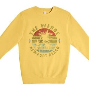 The Wedge Newport Beach Retro Palm Sunset Meaningful Giftbeach Design Gift Premium Crewneck Sweatshirt