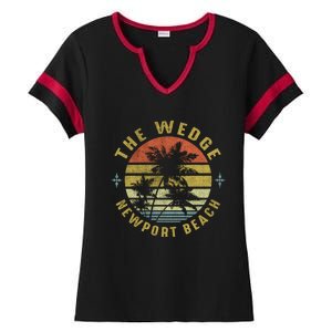 The Wedge Newport Beach Retro Palm Sunset Meaningful Giftbeach Design Gift Ladies Halftime Notch Neck Tee