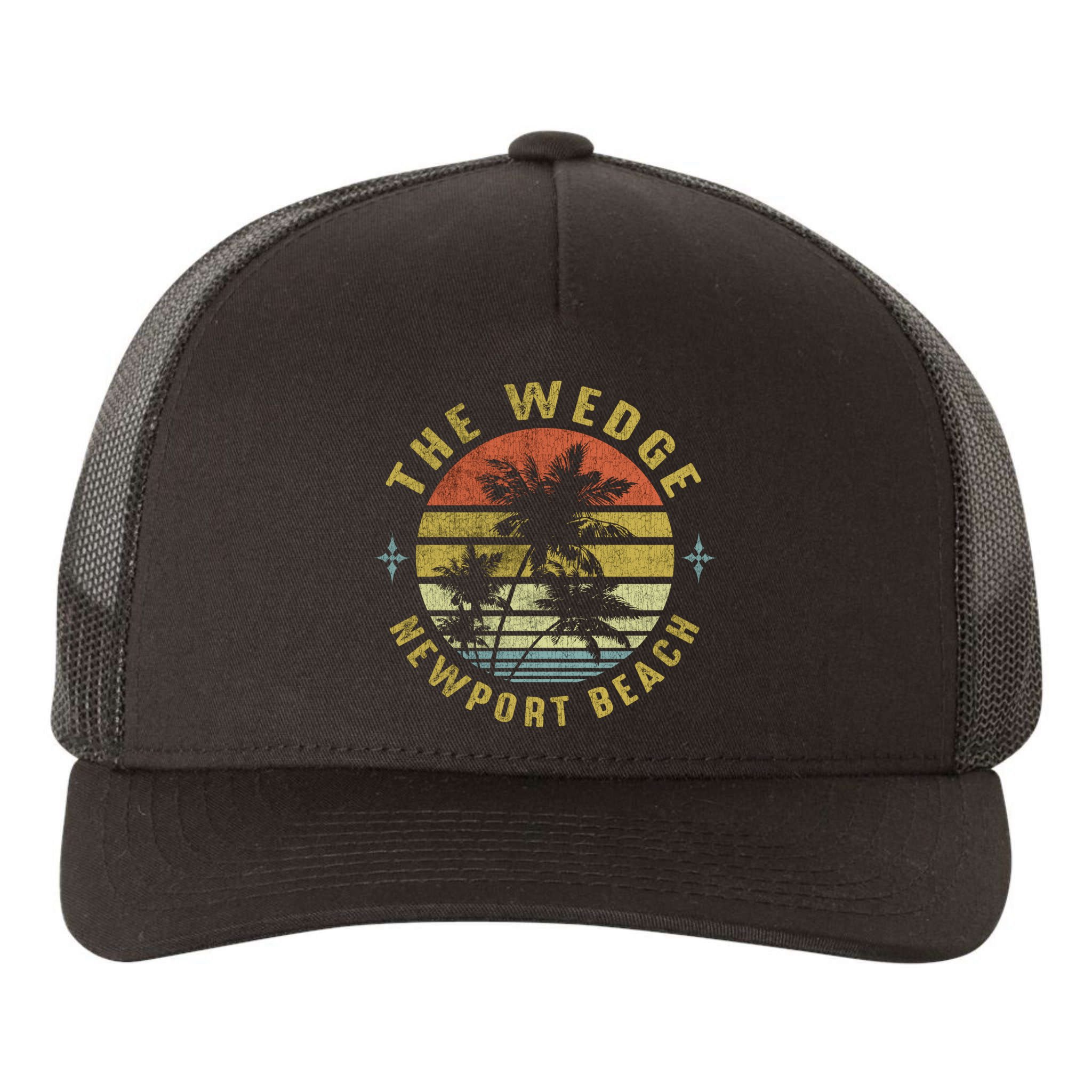 The Wedge Newport Beach Retro Palm Sunset Meaningful Giftbeach Design Gift Yupoong Adult 5-Panel Trucker Hat