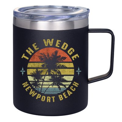 The Wedge Newport Beach Retro Palm Sunset Meaningful Giftbeach Design Gift 12oz Stainless Steel Coffee Mug