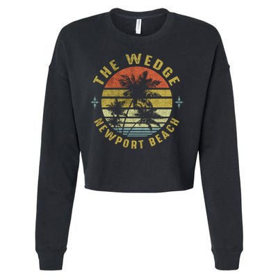 The Wedge Newport Beach Retro Palm Sunset Meaningful Giftbeach Design Gift Cropped Pullover Crew
