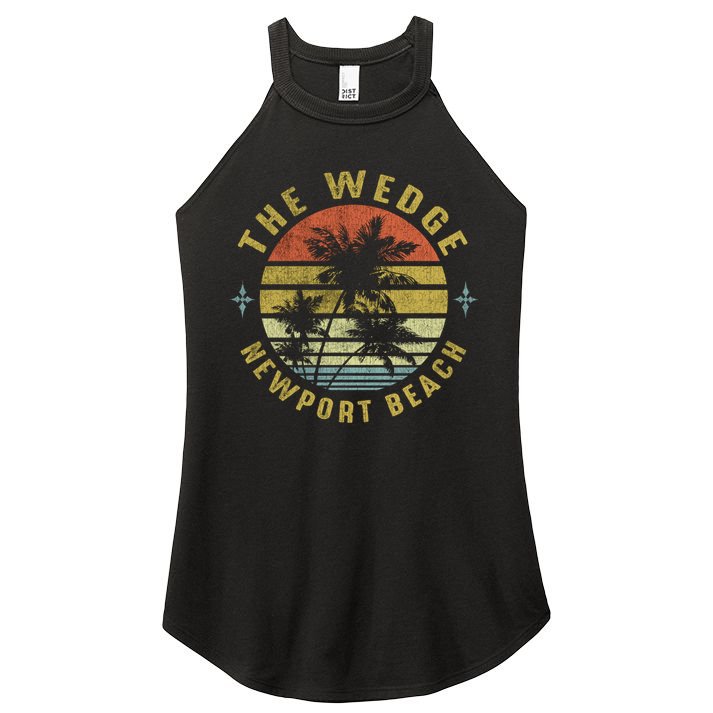 The Wedge Newport Beach Retro Palm Sunset Meaningful Giftbeach Design Gift Women's Perfect Tri Rocker Tank