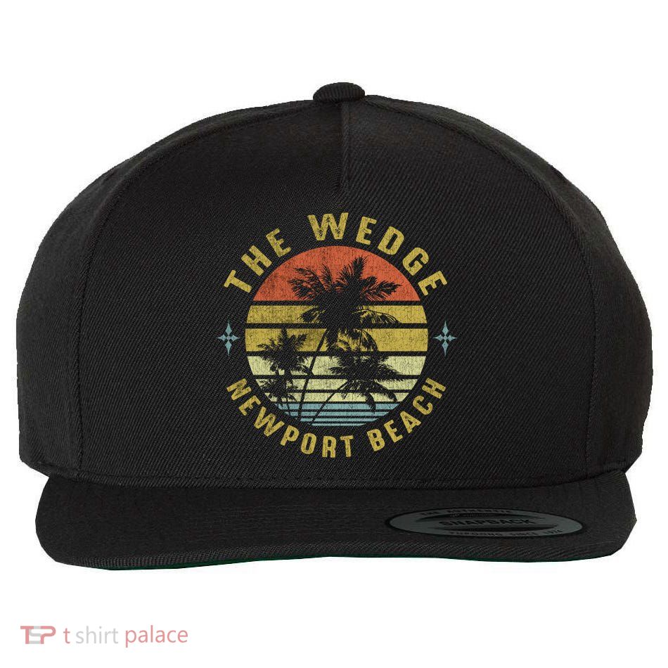 The Wedge Newport Beach Retro Palm Sunset Meaningful Giftbeach Design Gift Wool Snapback Cap