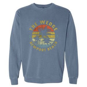 The Wedge Newport Beach Retro Palm Sunset Meaningful Giftbeach Design Gift Garment-Dyed Sweatshirt