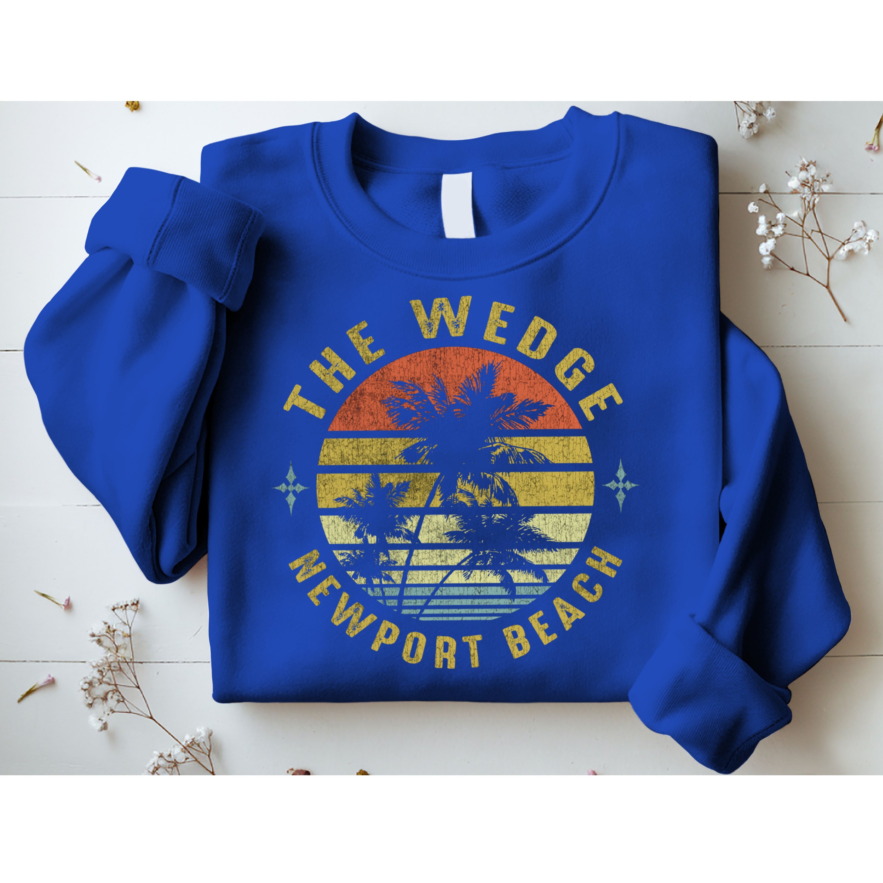 The Wedge Newport Beach Retro Palm Sunset Meaningful Giftbeach Design Gift Sweatshirt
