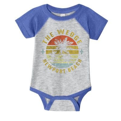 The Wedge Newport Beach Retro Palm Sunset Meaningful Giftbeach Design Gift Infant Baby Jersey Bodysuit