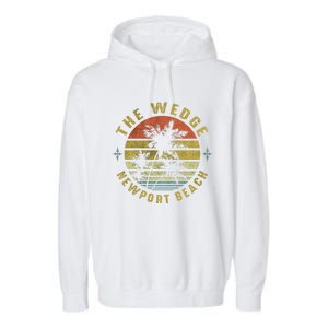 The Wedge Newport Beach Retro Palm Sunset Meaningful Giftbeach Design Gift Garment-Dyed Fleece Hoodie