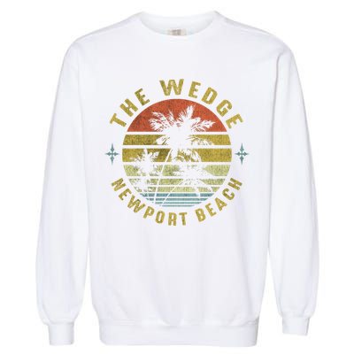 The Wedge Newport Beach Retro Palm Sunset Meaningful Giftbeach Design Gift Garment-Dyed Sweatshirt