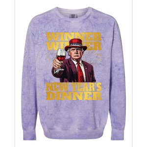 Trump Winner New YearS Dinner Funny Trump Drinking Wine Colorblast Crewneck Sweatshirt