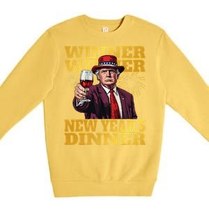 Trump Winner New YearS Dinner Funny Trump Drinking Wine Premium Crewneck Sweatshirt