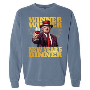 Trump Winner New YearS Dinner Funny Trump Drinking Wine Garment-Dyed Sweatshirt