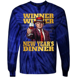 Trump Winner New YearS Dinner Funny Trump Drinking Wine Tie-Dye Long Sleeve Shirt