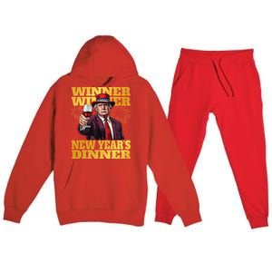 Trump Winner New YearS Dinner Funny Trump Drinking Wine Premium Hooded Sweatsuit Set