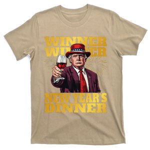 Trump Winner New YearS Dinner Funny Trump Drinking Wine T-Shirt