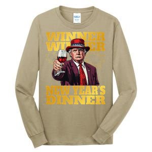 Trump Winner New YearS Dinner Funny Trump Drinking Wine Tall Long Sleeve T-Shirt