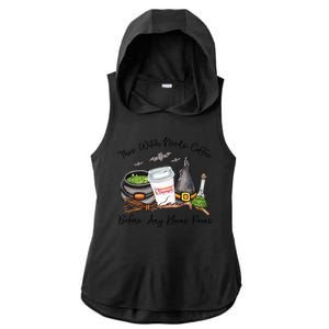 This Witch Needs Coffee Before Any Hocus Pocus Ladies PosiCharge Tri-Blend Wicking Draft Hoodie Tank